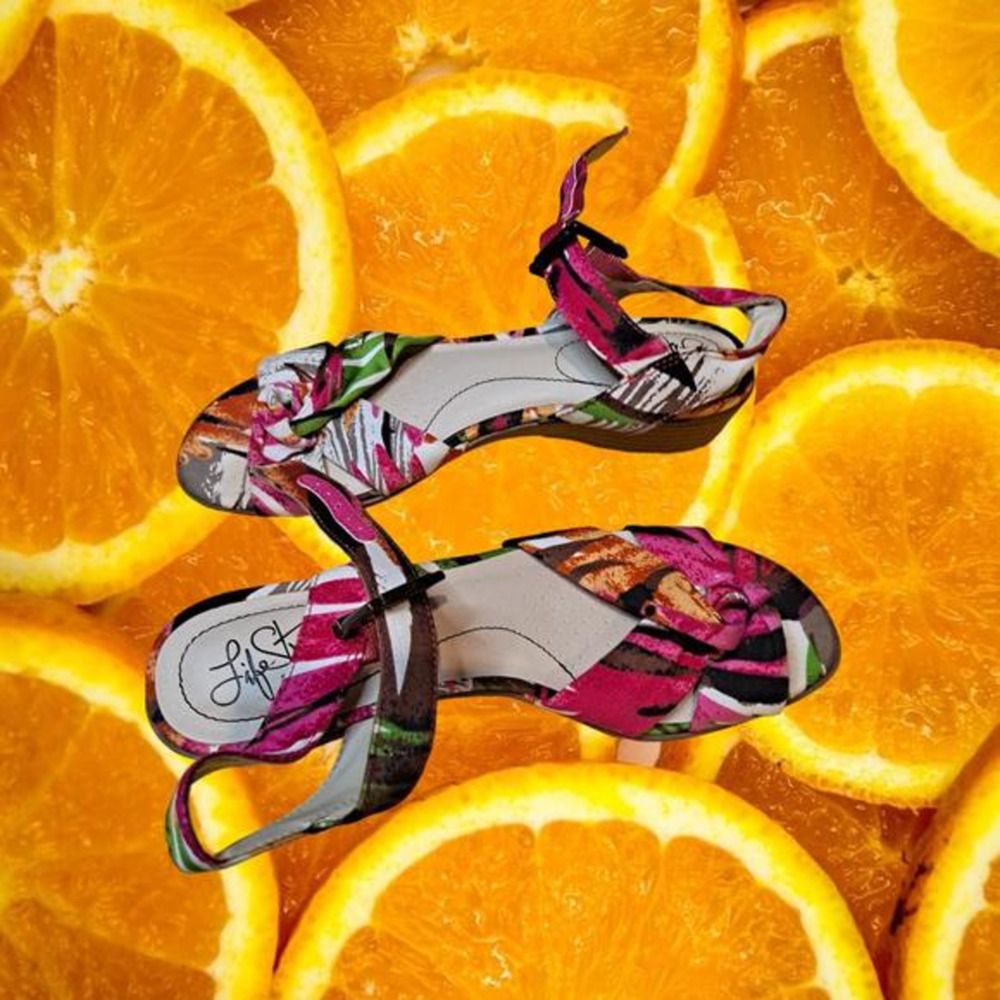 Life Stride Soft System‎ Colorful Sandals with Buckle Strap Size 7M